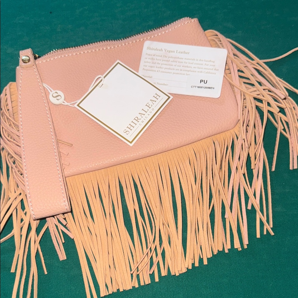 Shiraleah Pink Fringe Wristlet Clutch